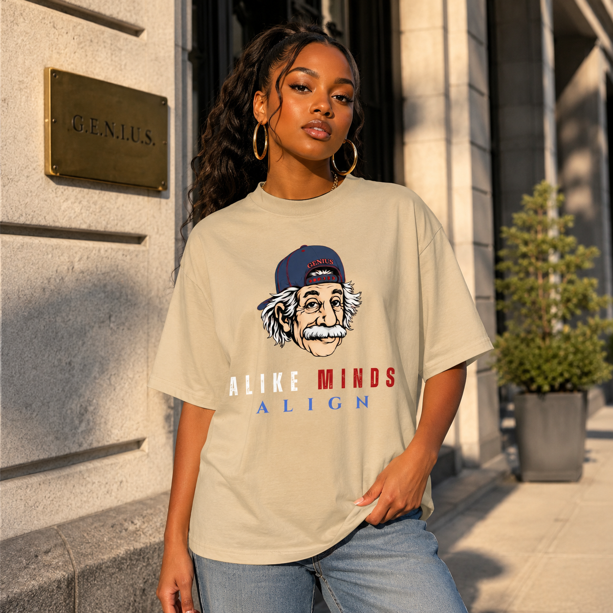 ALIKE MINDS ALIGN OVERSIZED HIGH NECK T